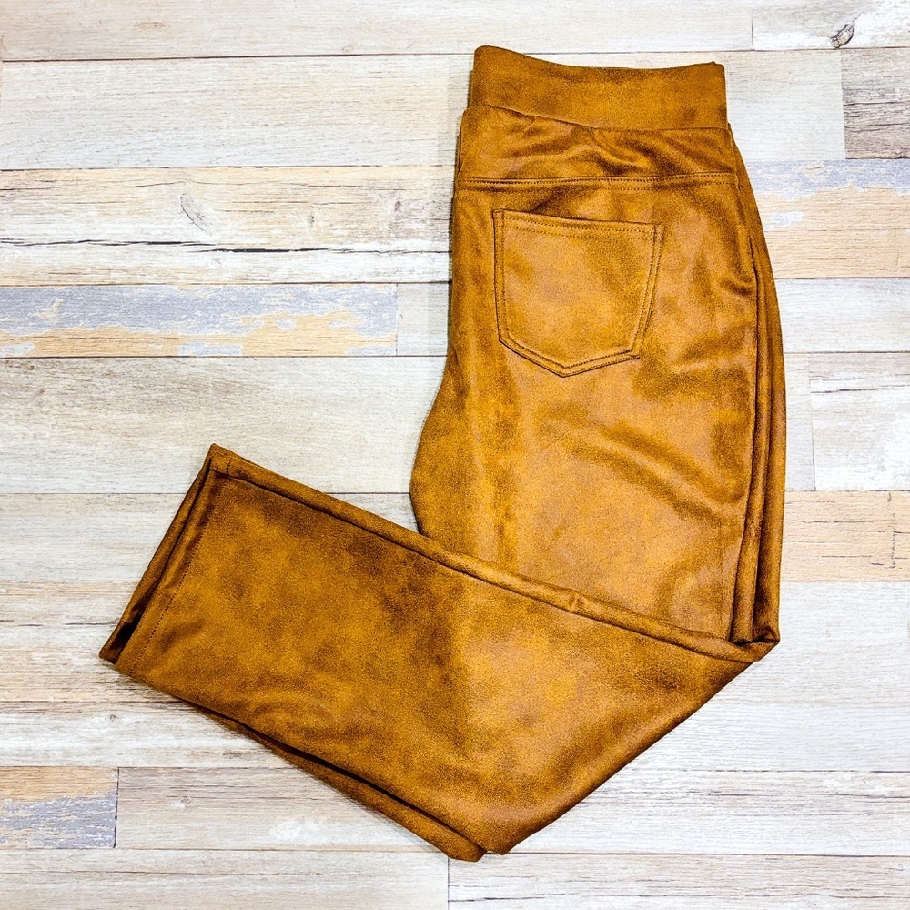 GRENIER – Tan faux suede pull-on pants‎ | Soft stretchy fit | Medium *
